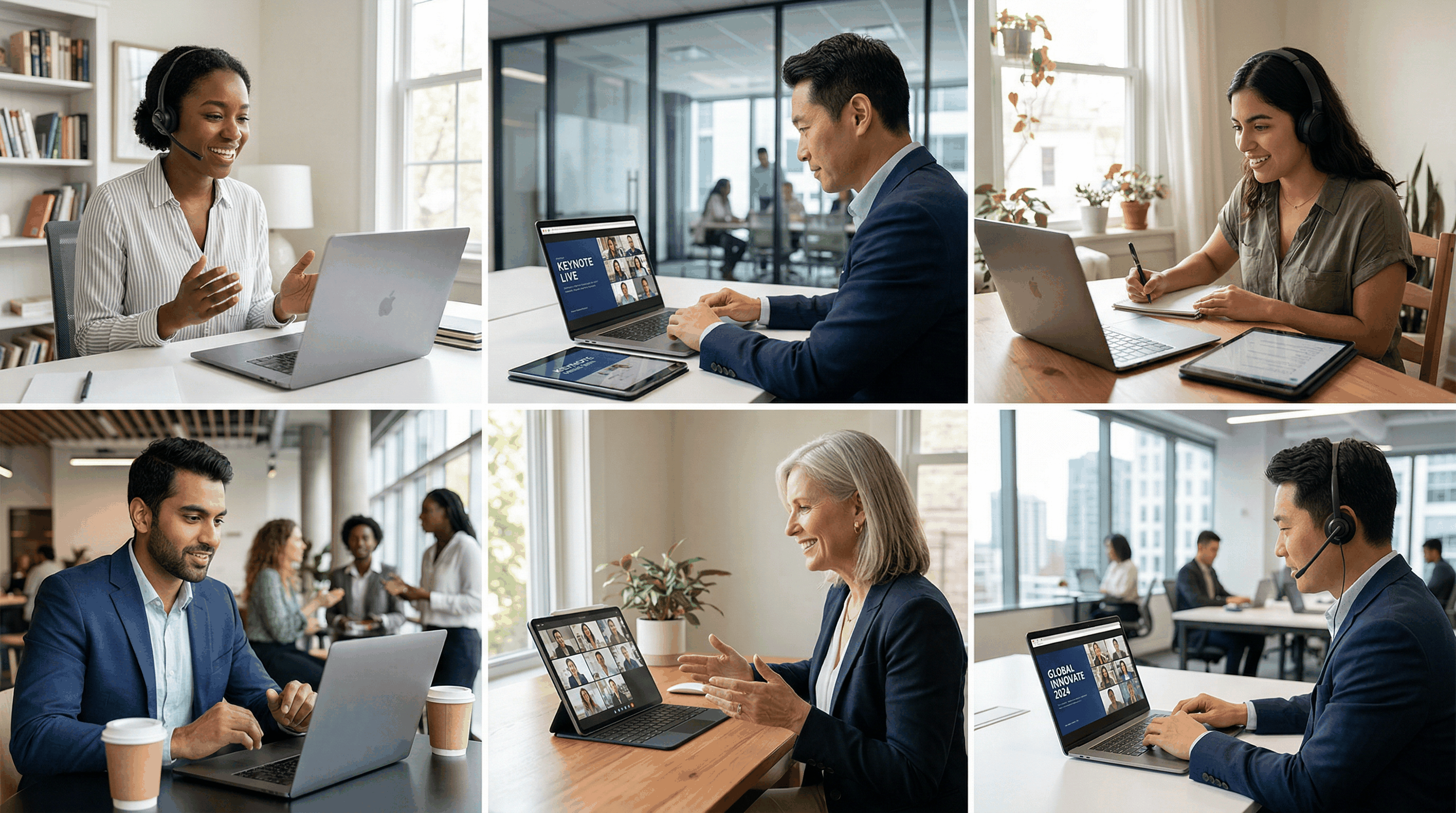 People attending virtual events from their offices and homes